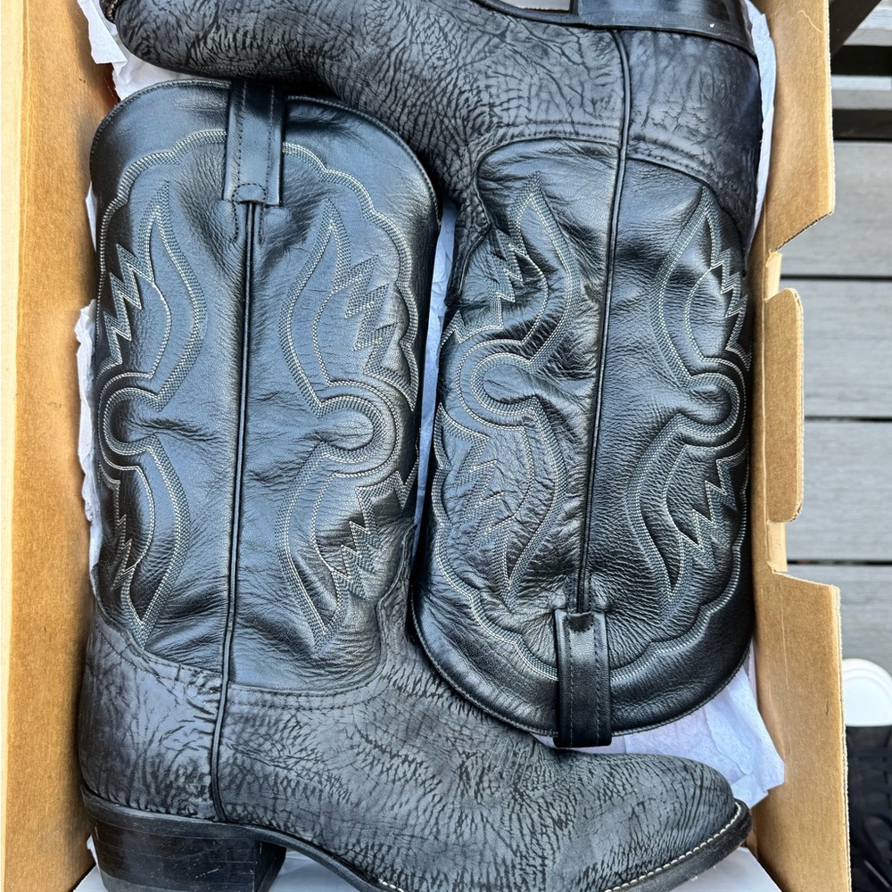 Tony Lama Tan and Black Cowboy Boots